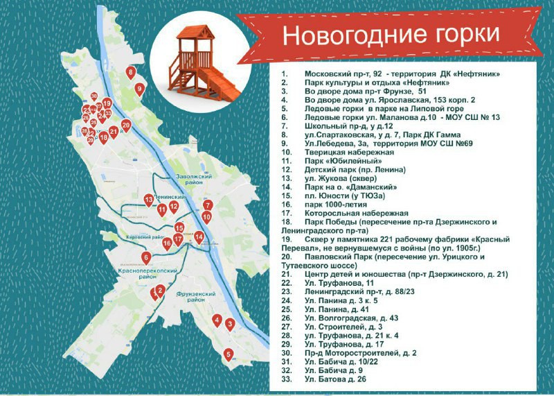 Адреса горок в Ярославле